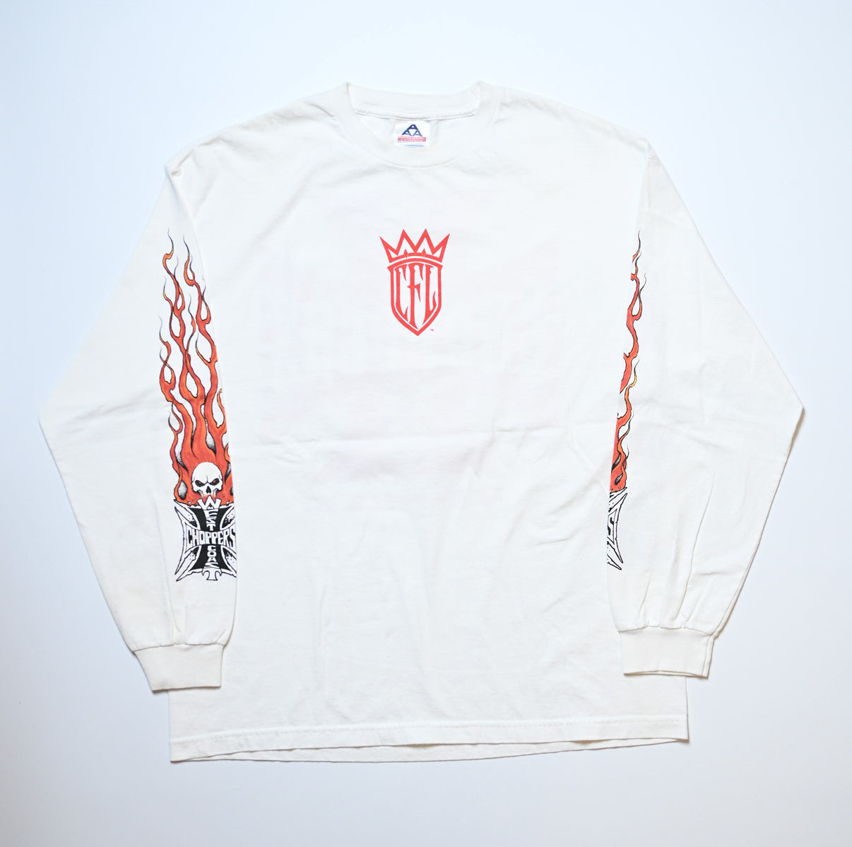 WEST COAST CHOPPERS IRON CROSS LONG BEACH, LA LS WHITE deadstock (b_1071)