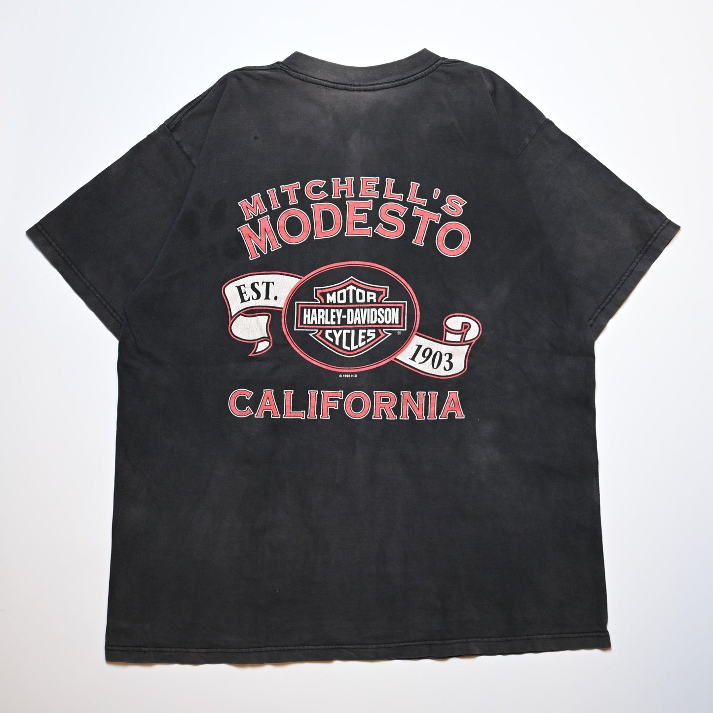 HARLEY DAVIDSON THE KNUCKRACLER MITCHELL'S MODESTO CALIFORNIA ORIGINAL XL Damage&Fade(k_1217)