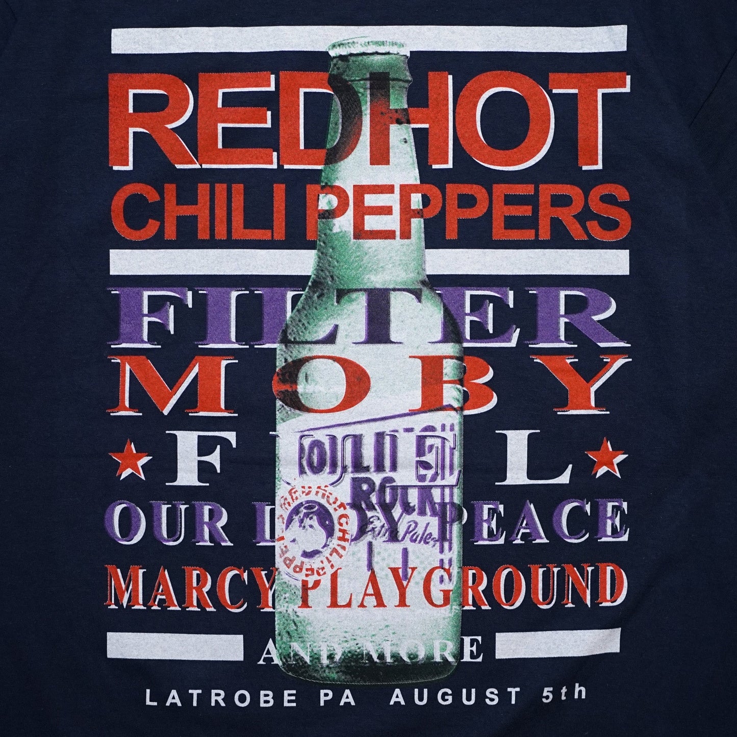 RED HOT CHILI PEPPERS ROLLING ROCK TOWN FAIR NAVY GILDAN XL (b_1054)