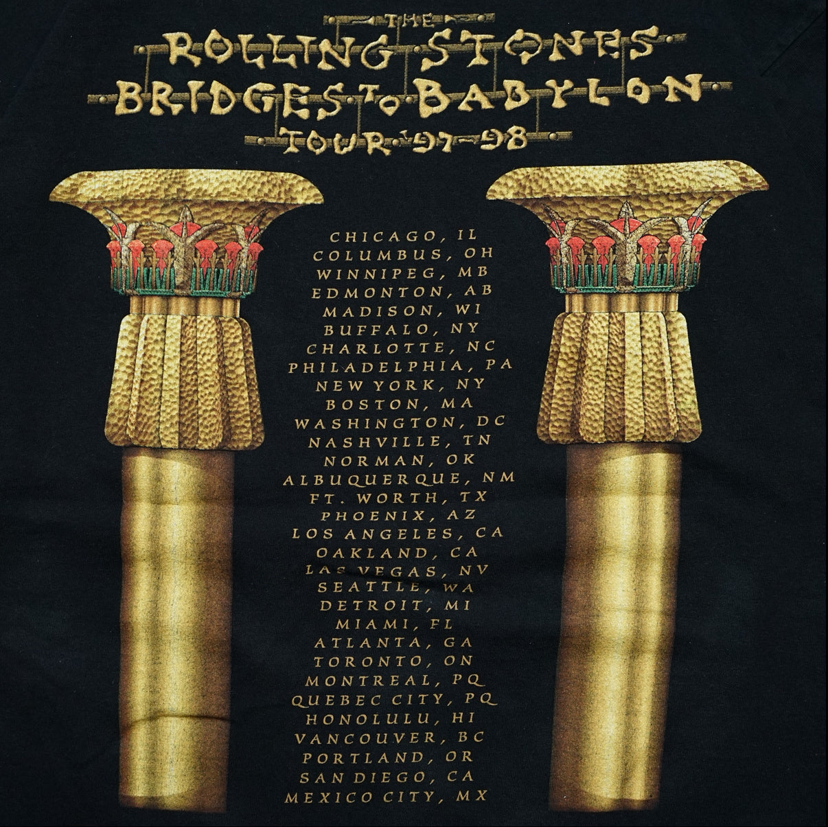 ROLLING STONES GOLD LIP & TONGUE BRIDGES TO BABYLON WORLD TOUR 1997 anvil XL (b_1023)