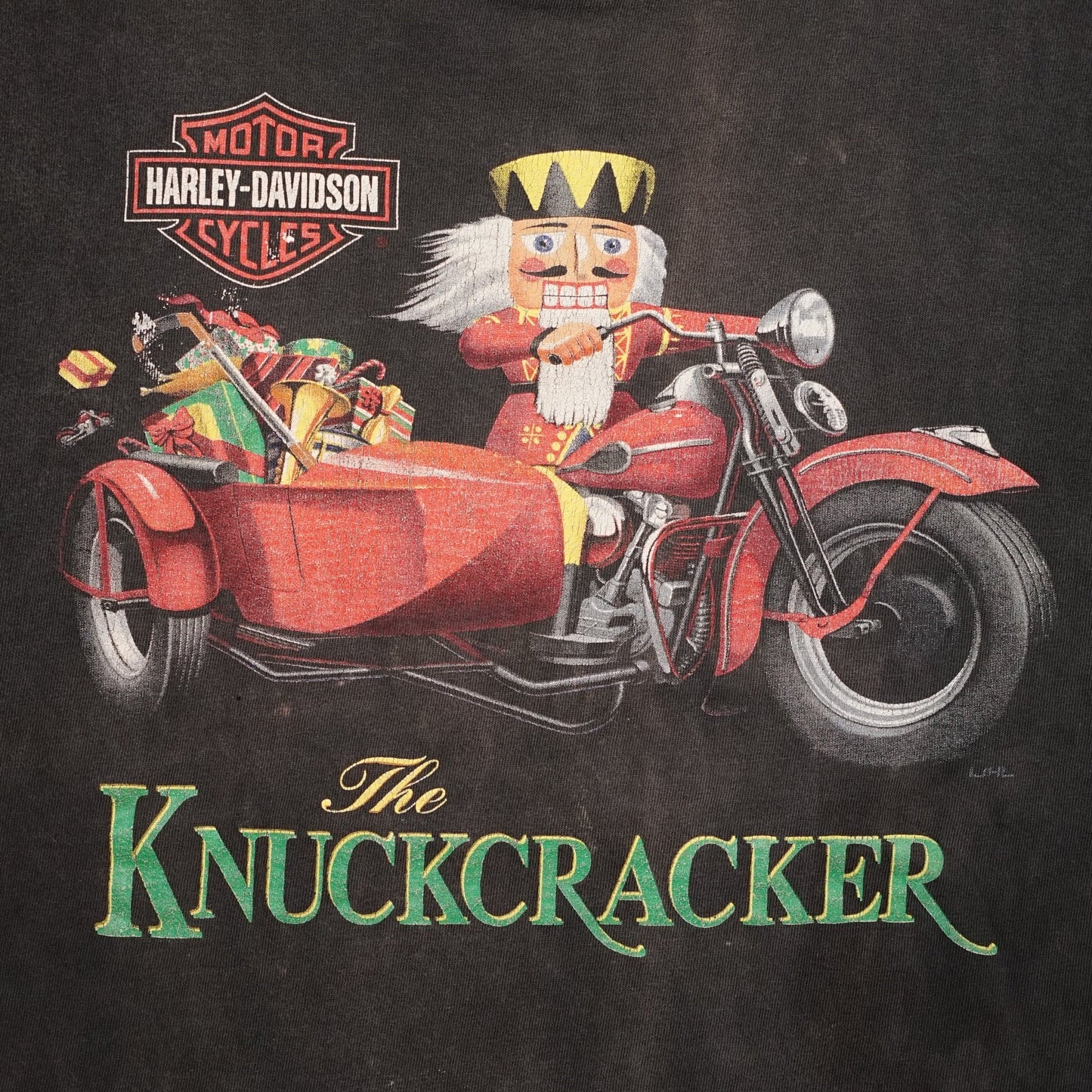HARLEY DAVIDSON THE KNUCKRACLER MITCHELL'S MODESTO CALIFORNIA ORIGINAL XL Damage&Fade(k_1217)