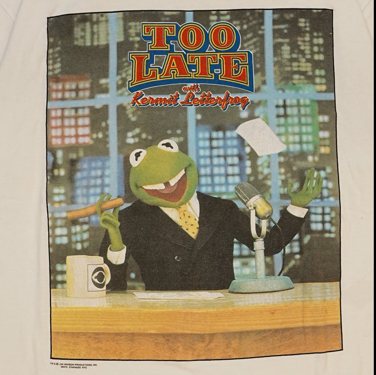 KERMIT TOO LATE PARODY TULTEX WHITE XL (k_0611)