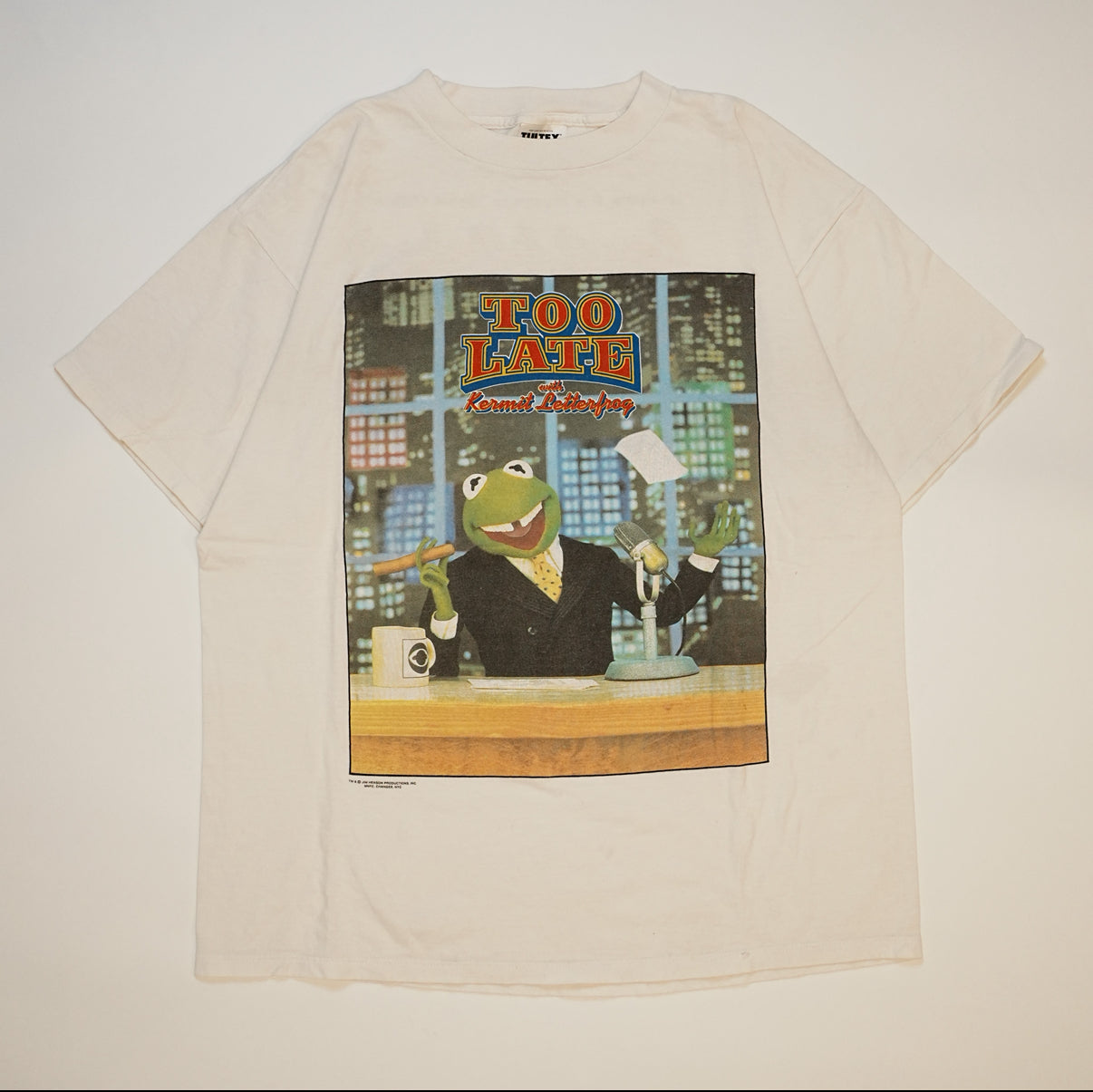 KERMIT TOO LATE PARODY TULTEX WHITE XL (k_0611)