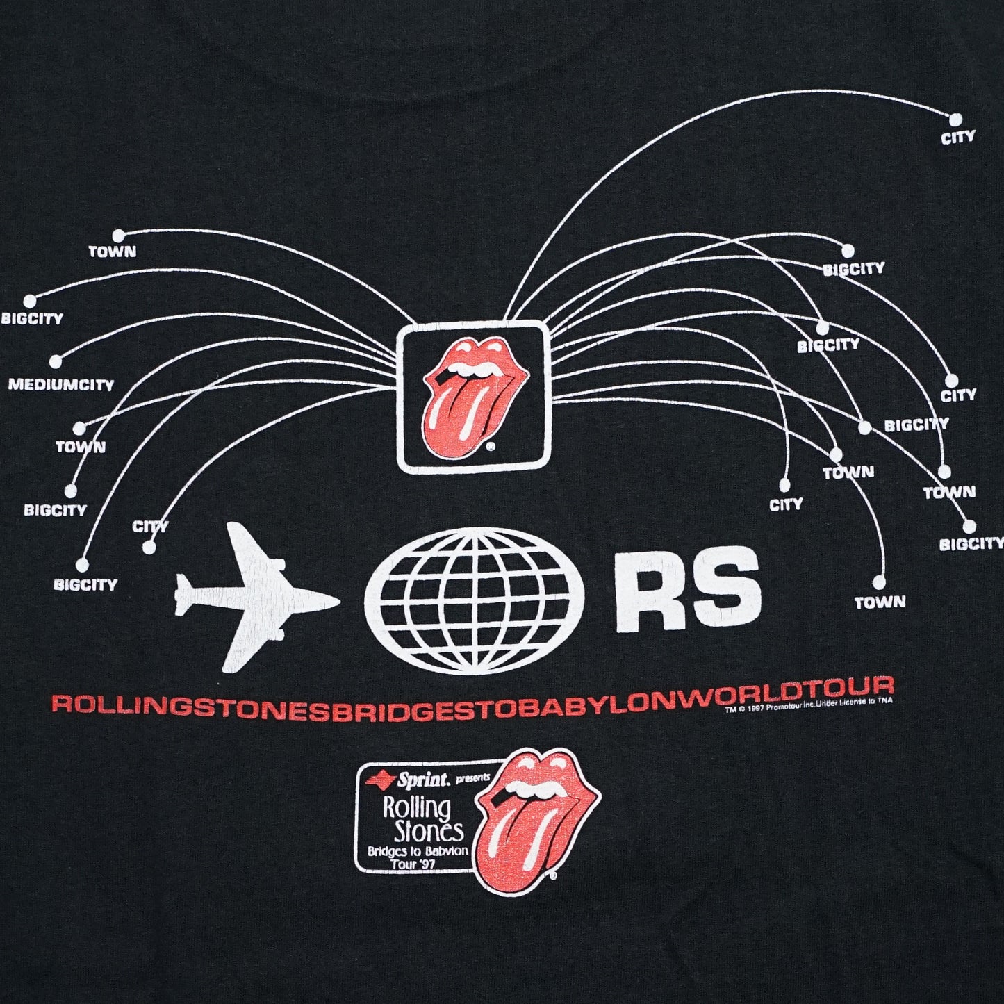 ROLLING STONES LIP & TONGUE BACK AIR PLANE BRIDGE TO BABYLON WORLD TOUR ANVIL XL (oc_1203)