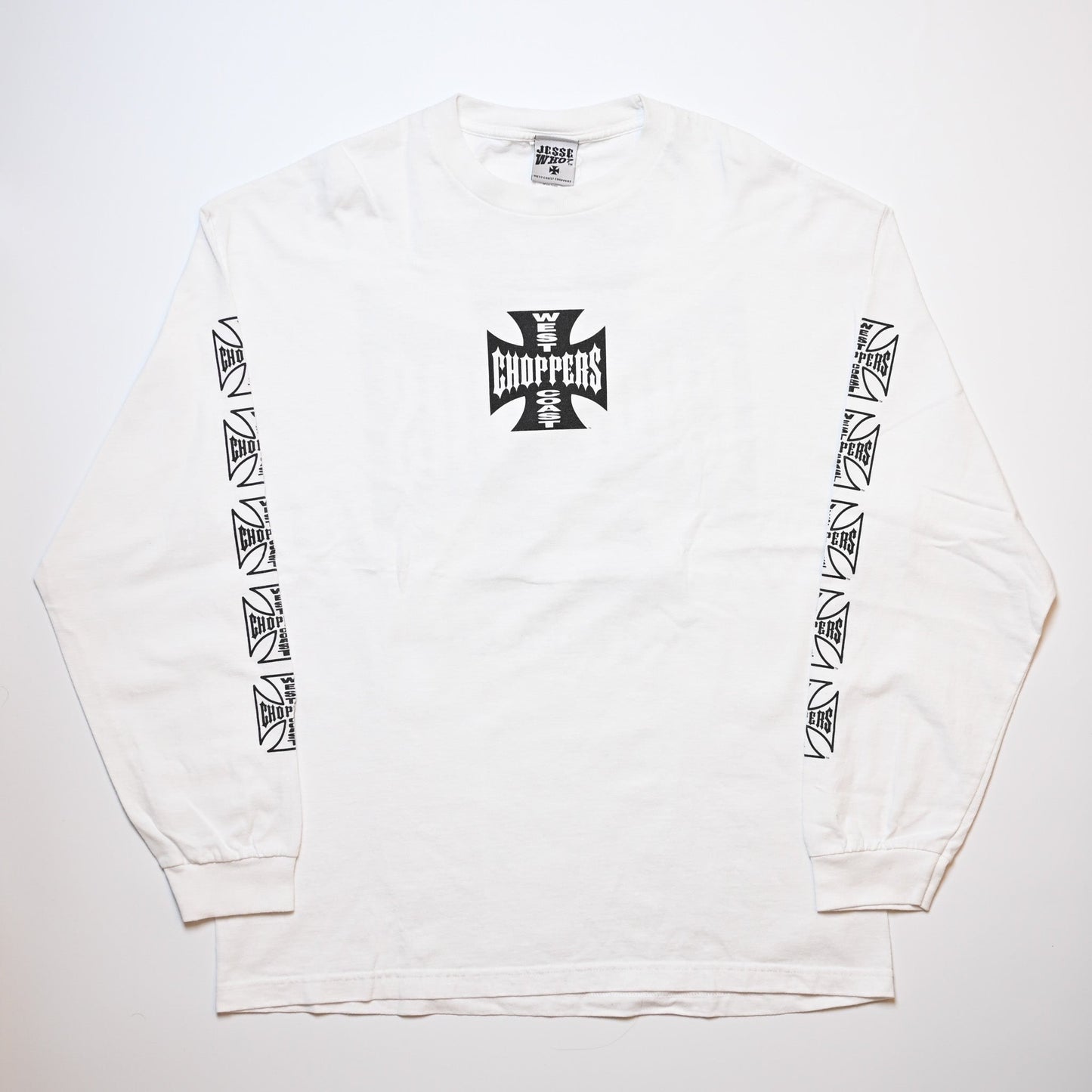 WEST COAST CHOPPERS IRON CROSS LONG BEACH, LA LS WHITE (b_1073)
