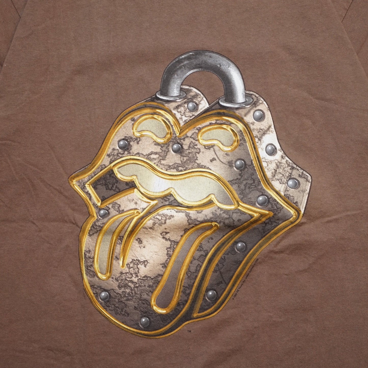 ROLLING STONES NO SECURITY TOUR 1999 PAD LOCK LIP & TONGUE BROWN TAGCUT L-XL (b_1225)