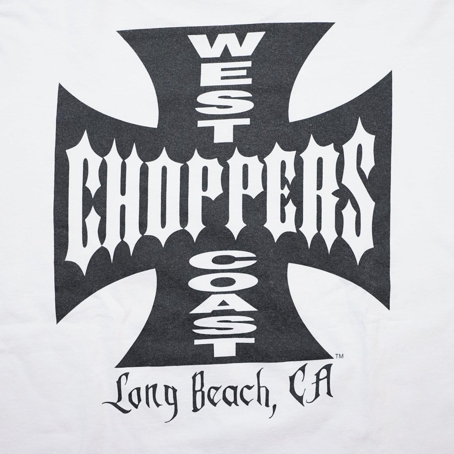 WEST COAST CHOPPERS IRON CROSS LONG BEACH, LA LS WHITE (b_1073)