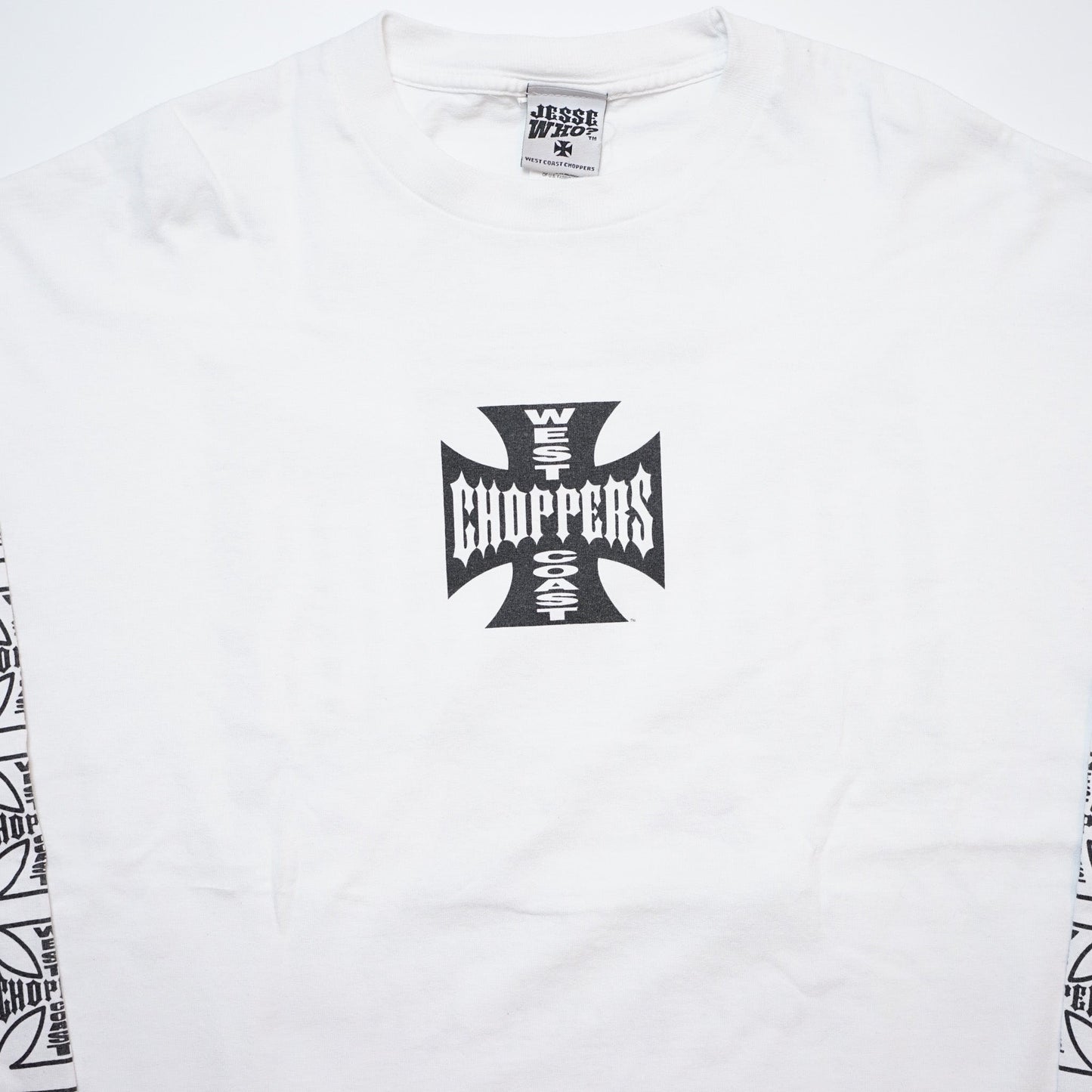 WEST COAST CHOPPERS IRON CROSS LONG BEACH, LA LS WHITE (b_1073)